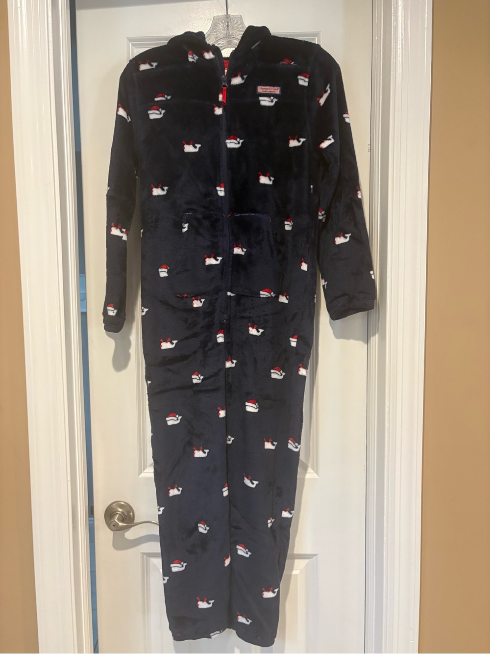 Vineyard Vines Kids’ Holiday Fleece Zip-Up Hooded Onesie Size Medium (12-14)